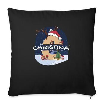 Génial Christina Name w Santa Hat dans le thème de Noël - Housse de coussin décorative 45 x 45 cm - noir - Devant