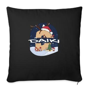 Nom Daiki génial w Santa Hat dans le thème de Noël - Housse de coussin décorative 45 x 45 cm - noir - Devant