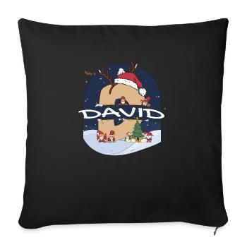 Toller David-Name mit Weihnachtsmütze im Weihnachtsthema - Sofakissenbezug 45 x 45 cm - Schwarz - Vorne