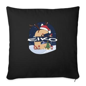 Génial Eiko Nom w Santa Hat dans le thème de Noël - Housse de coussin décorative 45 x 45 cm - noir - Devant