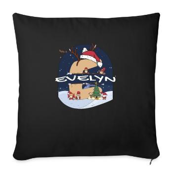 Génial Evelyn Nom w Santa Hat dans le thème de Noël - Housse de coussin décorative 45 x 45 cm - noir - Devant
