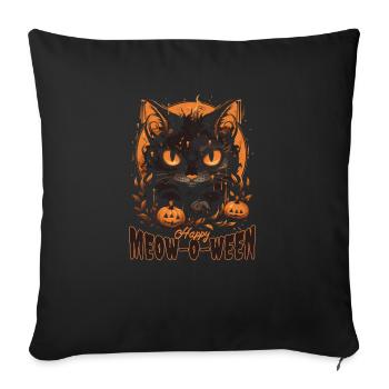Joyeux Halloween MeowoWeen Mignon Chat Noir Mignon - Housse de coussin décorative 45 x 45 cm - noir - Devant