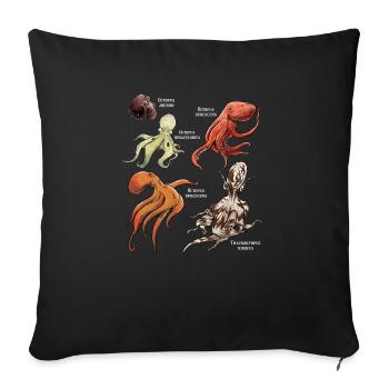 Exploring Fascinating Octopus Species - Sofa pillowcase 17,3'' x 17,3'' (45 x 45 cm) - black - Front