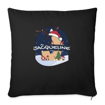 Toller Jacqueline-Name mit Weihnachtsmütze im Weihnachtsthema - Sofakissenbezug 45 x 45 cm - Schwarz - Vorne