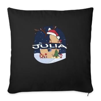 Génial nom de Julia w chapeau de père Noël dans le thème de Noël - Housse de coussin décorative 45 x 45 cm - noir - Devant