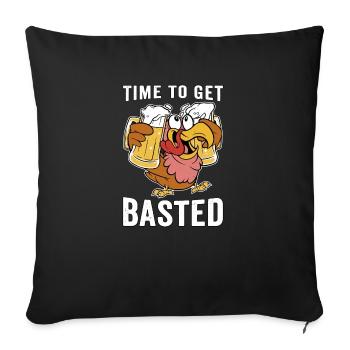 Il est temps de se faire arroser drôle de dinde de Thanksgiving - Housse de coussin décorative 45 x 45 cm - noir - Devant