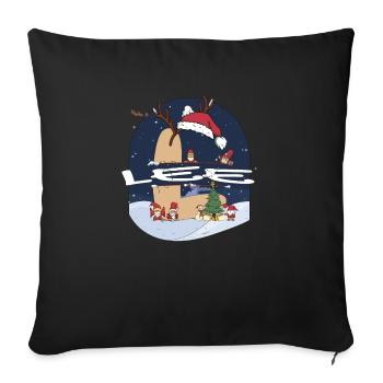 Awesome Lee Name mit Weihnachtsmütze im Weihnachtsthema - Sofakissenbezug 45 x 45 cm - Schwarz - Vorne