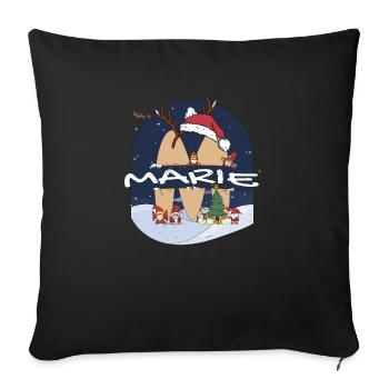 Génial Marie nom w chapeau de père Noël dans le thème de Noël - Housse de coussin décorative 45 x 45 cm - noir - Devant