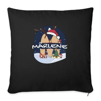 Toller Marlene-Name mit Weihnachtsmütze im Weihnachtsthema - Sofakissenbezug 45 x 45 cm - Schwarz - Vorne