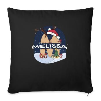 Tolle Melissa Name mit Weihnachtsmütze im Weihnachtsthema - Sofakissenbezug 45 x 45 cm - Schwarz - Vorne