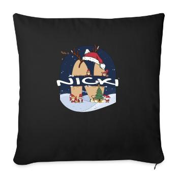 Awesome Nick Name w Santa Hat in Xmas Theme - Sofa pillowcase 17,3'' x 17,3'' (45 x 45 cm) - black - Front