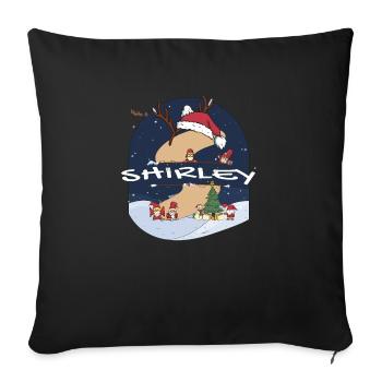 Awesome Shirley Name w Santa Hat in Xmas Theme - Sofa pillowcase 17,3'' x 17,3'' (45 x 45 cm) - black - Front