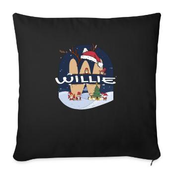 Toller Willie-Name mit Weihnachtsmütze im Weihnachtsthema - Sofakissenbezug 45 x 45 cm - Schwarz - Vorne