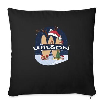 Toller Wilson-Name mit Weihnachtsmütze im Weihnachtsthema - Sofakissenbezug 45 x 45 cm - Schwarz - Vorne