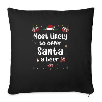 Le plus susceptible d’offrir au Père Noël une bière amusante à boire - Housse de coussin décorative 45 x 45 cm - noir - Devant