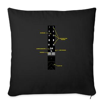 Airport Runway Markings Explained - Pilot - Sofa pillowcase 17,3'' x 17,3'' (45 x 45 cm) - black - Front