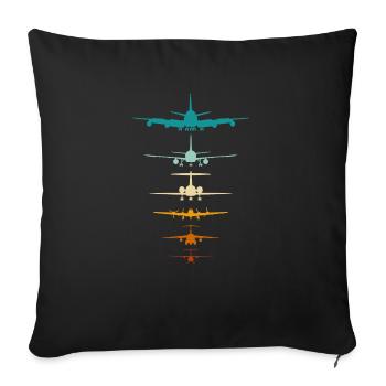Silhouette d’avions pour pilote, instructeur de vol - Housse de coussin décorative 45 x 45 cm - noir - Devant