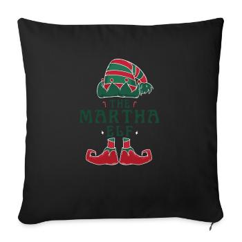 Martha Elf Personalisierter Name Weihnachtsfamilie - Sofakissenbezug 45 x 45 cm - Schwarz - Vorne