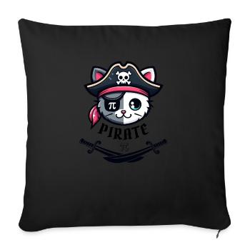 Drôle Pi Jour Math Science Mignon Chat Pirate Femmes - Housse de coussin décorative 45 x 45 cm - noir - Devant