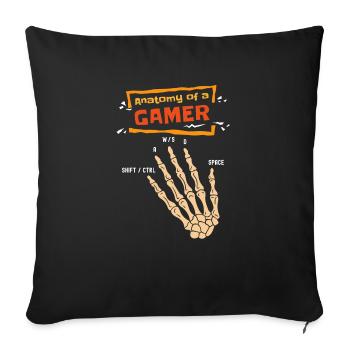 Anatomy Of A Gamer Skeleton Hand Funny Men Boys - Sofa pillowcase 17,3'' x 17,3'' (45 x 45 cm) - black - Front