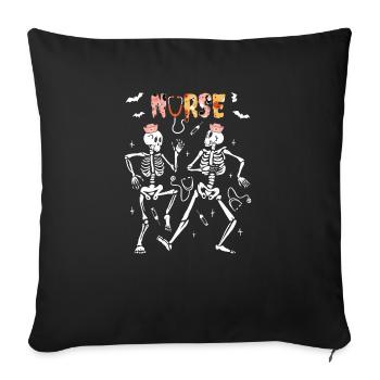 Lustige Nachtschicht Krankenschwester Skelett Halloween RN - Sofakissenbezug 45 x 45 cm - Schwarz - Vorne