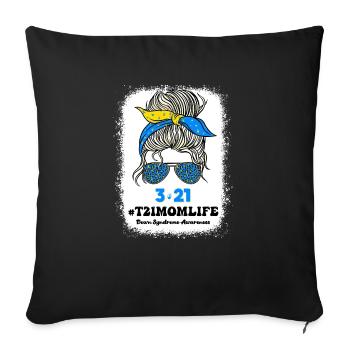 T21 World Down Syndrome Day 321 Awareness Support - Sofa pillowcase 17,3'' x 17,3'' (45 x 45 cm) - black - Front