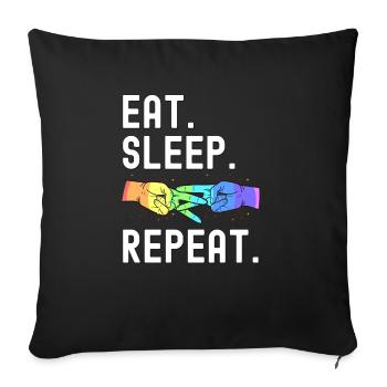 Eat Sleep Love Repeat Lesbian Pride Funny - Sofa pillowcase 17,3'' x 17,3'' (45 x 45 cm) - black - Front