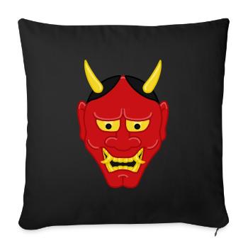 Masque japonais N°3 - Housse de coussin décorative 45 x 45 cm - noir - Devant