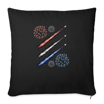 Contrail and Fireworks - Red White and Blue - Sofa pillowcase 17,3'' x 17,3'' (45 x 45 cm) - black - Front