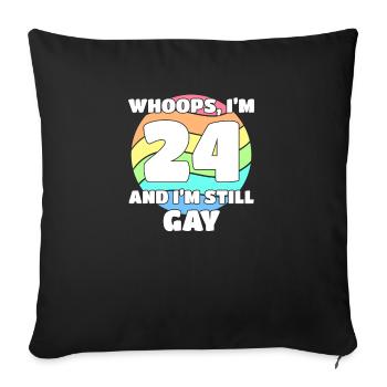Gay Pride drôle - 24e anniversaire 24 BDay Lesbienne - Housse de coussin décorative 45 x 45 cm - noir - Devant