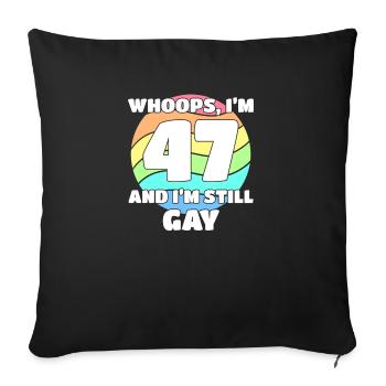 47e anniversaire 47 BDay Lesbienne Gay Bi Trans - - Housse de coussin décorative 45 x 45 cm - noir - Devant