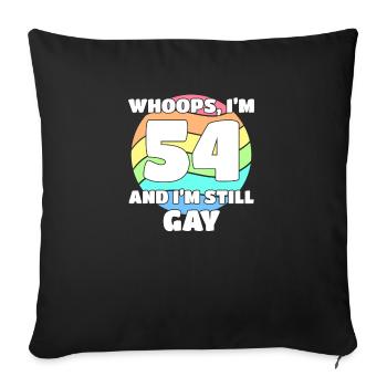 Gay Pride drôle - 54e anniversaire 54 BDay Lesbienne - Housse de coussin décorative 45 x 45 cm - noir - Devant