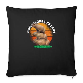 Don't be Worry, Be Capy - Vintage Retro Three - Sofa pillowcase 17,3'' x 17,3'' (45 x 45 cm) - black - Front