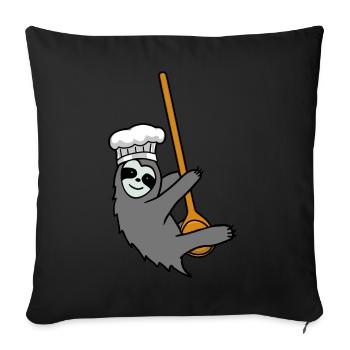 Fleißig Faultier Küche kochen Kochlöffel Hobbykoch - Sofakissenbezug 45 x 45 cm - Schwarz - Vorne
