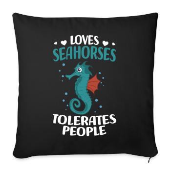 Seahorse | Sea Seahorse Animals Fish Gift - Sofa pillowcase 17,3'' x 17,3'' (45 x 45 cm) - black - Front