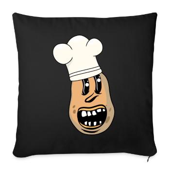 Drôle de restaurant de cuisine de légumes de pommes de terre - Housse de coussin décorative 45 x 45 cm - noir - Devant