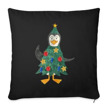 Pingouin de Noël Arbre de Noël Pôle Sud - Housse de coussin décorative 45 x 45 cm - noir - Devant