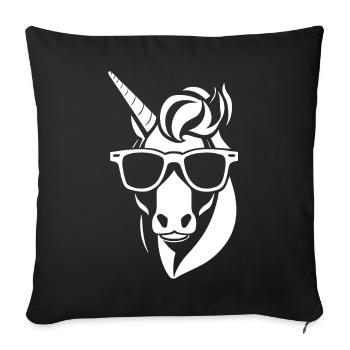 Licornes drôles portant des lunettes de soleil Licorne cool - Housse de coussin décorative 45 x 45 cm - noir - Devant
