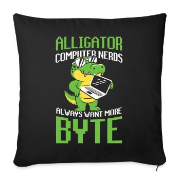 Alligator Computer Nerd Byte für Krokodil Fan - Sofakissenbezug 45 x 45 cm - Schwarz - Vorne
