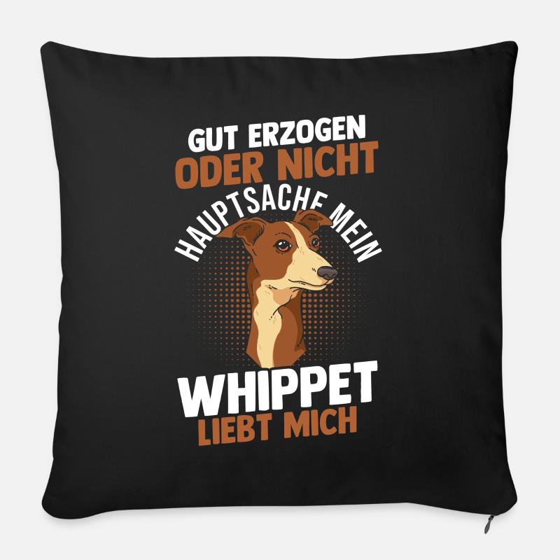 Hund Whippet - Sofakissenbezug 45 x 45 cm - Schwarz