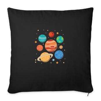 playful planets in the solar system universe - Sofa pillowcase 17,3'' x 17,3'' (45 x 45 cm) - black - Front