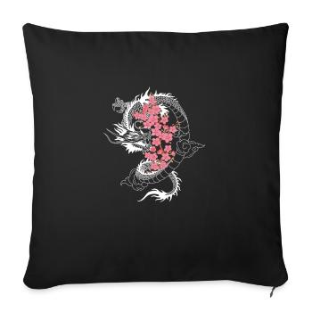 Japanese Dragon Cherry Blossom Tree Sakura Tree - Sofa pillowcase 17,3'' x 17,3'' (45 x 45 cm) - black - Front