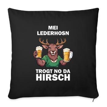 Lederhose Hirsch Tracht Bayrisch Trachten Ersatz - Sofakissenbezug 45 x 45 cm - Schwarz - Vorne