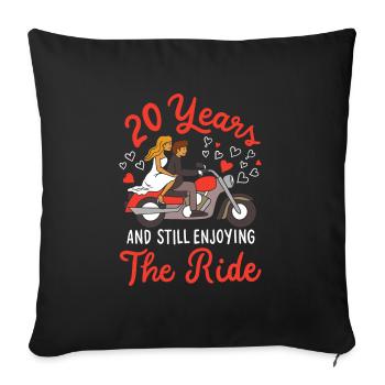 20e anniversaire de mariage 20 ans, profitant du - Housse de coussin décorative 45 x 45 cm - noir - Devant