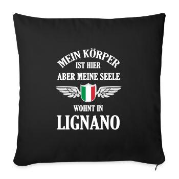 Lignano-Liebe – Endlose Strände und Meerträume - Sofakissenbezug 45 x 45 cm - Schwarz - Vorne
