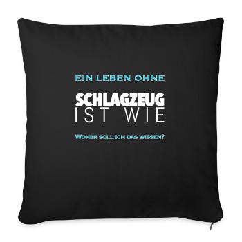 Tambour tambour cadeau cymbales splash cadeau - Housse de coussin décorative 45 x 45 cm - noir - Devant
