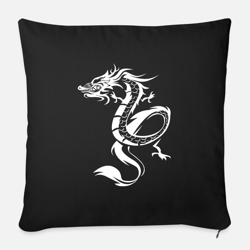 Chinesischer Drache Symbol - Sofakissenbezug 45 x 45 cm - Schwarz