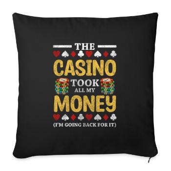 Joueur de carte de casino Hold’em Skat - Housse de coussin décorative 45 x 45 cm - noir - Devant