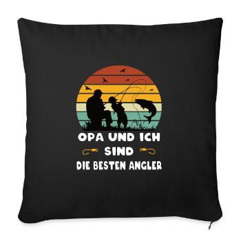 Opa und Enkel Beste Angler Geschenk - Sofakissenbezug 45 x 45 cm - Schwarz - Vorne