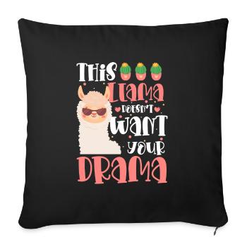 Chameau Fluffy Éleveur de drame - Housse de coussin décorative 45 x 45 cm - noir - Devant